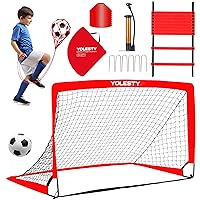 Kids Soccer Goals for Backyard, 5x3 ft Pop Up Soccer Goal Training Equipment with Ball, Agility Ladder, Ball Belt and Cones, Portable Soccer Net for Youth Toddler Outdoor Sports Games