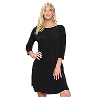 Jostar Women's Casual Midi Dress – 3/4 Sleeve Solid T Shirt Short One Piece with Pocket