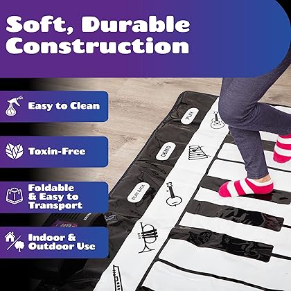 Click N' Play Mat with 24 Keys, 4 Unique Play Modes, 8 Musical Instrument Sounds | Music Mat Keyboard Toys | Floor Piano Pad Gift for Toddlers and Kids Ages 3-5