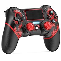 uscoreek Wireless Controller Compatible for PS4/Slim/Pro Console with Touch Pad, Audio Gyro, Double Vibration Function - Fire Dragon