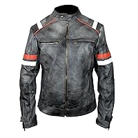 F&H Kid's Genuine Cowhide Leather Distressed Café Racer Jacket