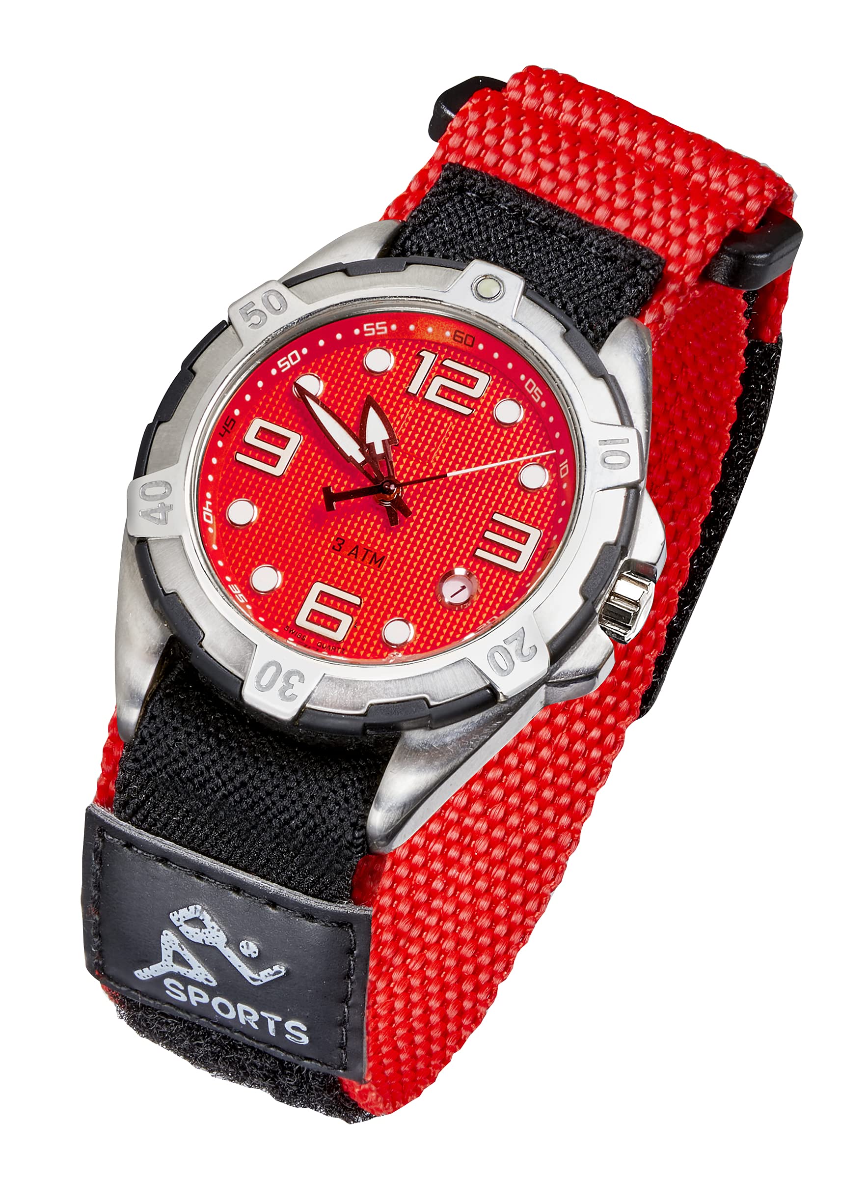 ALPINE Sporty Padded Nylon Fabric watch band - 16, 20, 22 mm (20MM, RED/ BLACK)