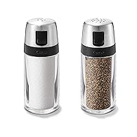 Salt and Pepper Shaker Set, Clear, Stainless Steel
