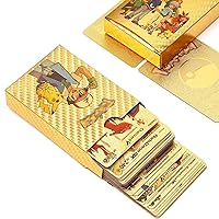 55 PCS TCG Deck Box Including Gold Foil Card Assorted Cards (8 GX Rare Cards 12 V Series Cards 22 Vmax Rares,1 DX Charizard Card and10 Common/Uncommons 1 Mystery Card) (Color : Gold)