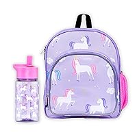 Wildkin 12 Inch Backpack Bundle with 16 Ounce Reusable Water Bottle (Unicorn)