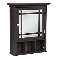 Neal Wooden Over The Toilet Bathroom Removable Wall Medicine Cabinet with 1 Adjustable Shelf 5 Storage Spaces 1 Mirrored Glass Door and 1 Clear Knob, Espresso