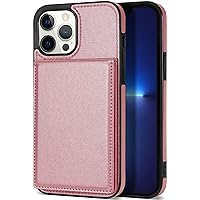 Wallet Case for iPhone 14/14 Plus/14 Pro/14 Pro Max with Card Holder, Premium Leather Slim Back Case Magnetic Clasp Shockproof Folio Stand Cover,14 Plus,Pink