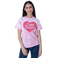 Care Bears Women's Classic Heart Symbol Tie-Dye Skimmer Raw Edge Crop Top T-Shirt