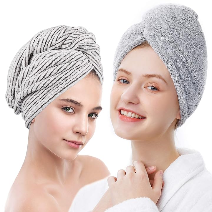Mua ELLEWIN Bamboo Hair Towel Wrap 2 Pack, Microfiber Hair Drying Shower  Turban with Buttons,Super Absorbent Quick Dry Hair Towels for Curly Long  Thick Hair, Rapid Dry Head Towel Wrap for Women