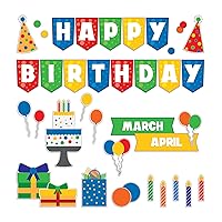 Carson Dellosa Birthday Fun Bulletin Board Set, Happy Birthday Banner, Monthly Birthday Headers, Birthday Balloons, Birthday Bulletin Board Cutouts, Party or Classroom Décor (106 Pc)
