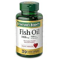 Fish Oil, Dietary Supplement, Omega 3, Supports Heart Health, 1400 Mg, 39 Coated Softgels