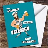 Friend Funny Brown Bearded Sailor Man With Beer Any Text Birthday Card, Personalized Card, Birthday Card, Design Birthday Card, Adult Relatives, Custom Greetings Card