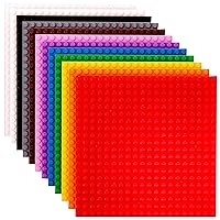Strictly Briks Classic Stackable Baseplates, for Building Bricks, Bases for Tables, Mats, and More, 100% Compatible with All Major Brands, Rainbow Colors, 12 Pack, 6x6 Inches