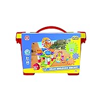 Super Wings - Medium Blocks Play Set - Gear Building Bucket - Building Blocks for 3 4 5 Year Old Boys and Girls - Birthday Gift for Kids - Educational Stem Building Kit - Airplane Stickers Included