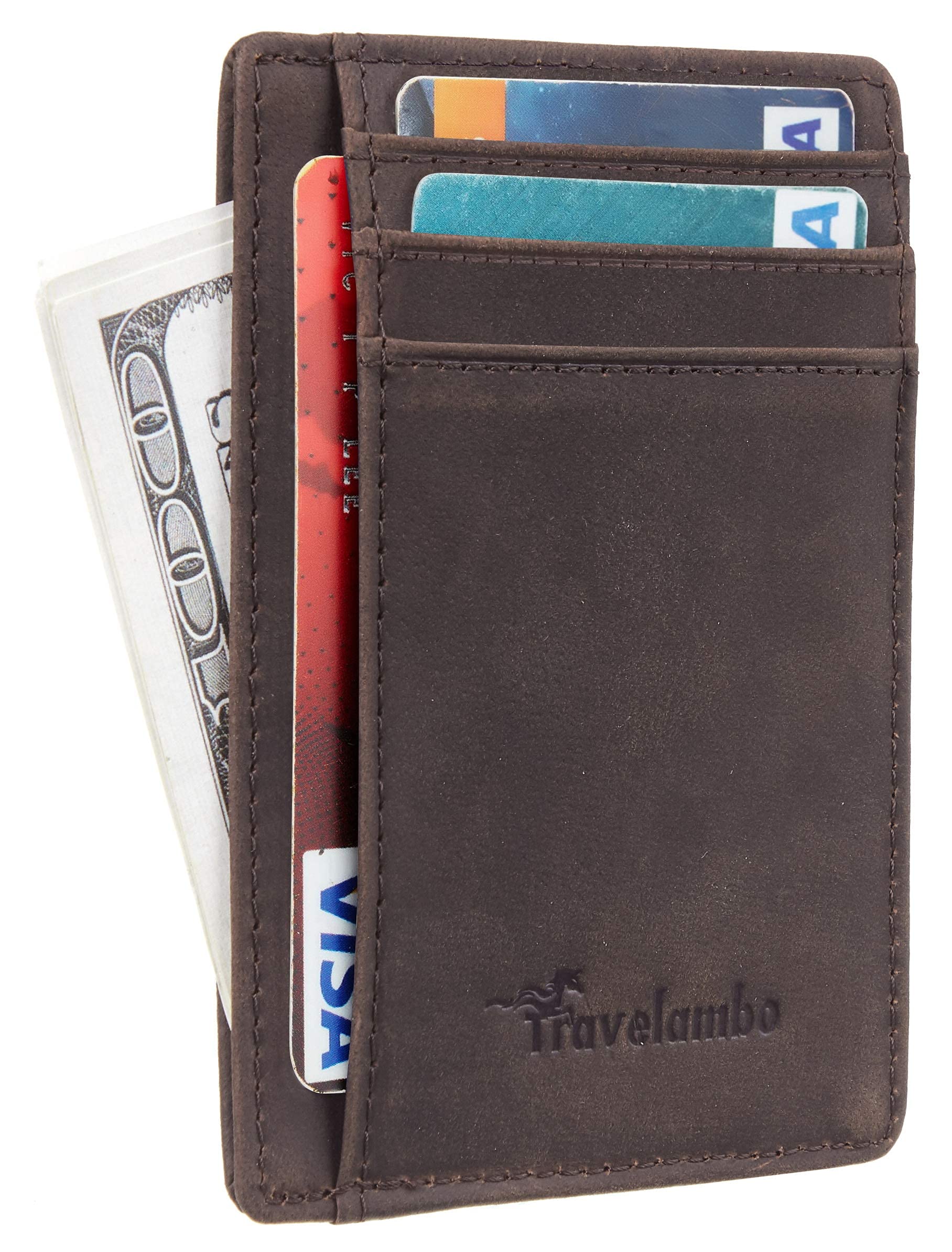 Travelambo Womens Multi Card Case Wallet & Front Pocket Minimalist Leather Slim Wallet