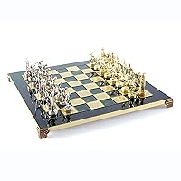 Discus Thrower Chess Set - Brass&Nickel - Green Chess Board