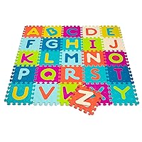 B. toys- B. play- Developmental Learning Alphabet Floor Mat – 26 Interlocking & Removable Foam Tiles – Thick ABC Tiles for Newborns, Toddlers, Kids – Storage Pouch – Beautifloor- 0 Months +