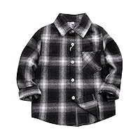 Toddler Baby Boys Girls Flannel Plaid Shirts Jacket Button Down Lapel Coats Long Sleeve Fall Winter Clothes