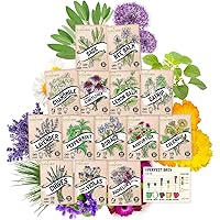 Sustainable Sprout Edible Flower & Medicinal Seeds Bundle - 7 Pack Edible Flower Seeds and 8 Pack Variety Medicinal Herbal Tea Seeds for Planting. Enhance Your Garden with Culinary & Wellness Delights