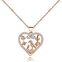 Mom and Baby Hummingbird in Love Heart Pendant Necklace, 2 Birds Necklace for Mother Y483
