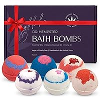 Organic Bath Bomb Gift Set - 6 Pack - Gifts for Women - Natural Coconut and Hemp Bath Bombs with Essential Oils – Valentine's Day Gifts for Mom or Wife - Made in The USA
