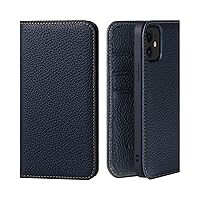 hanatora Japan - Leather Wallet Case for iPhone12 / iPhone12 Pro in Genuine Calfskin - Flip Cover Card Holder Slots [ Compatible with magsafe ] Diary Smartphone Case for Men Women PH-12Pro-BlueIndigo
