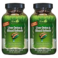 Irwin Naturals Liver Detox & Blood Refresh - 60 Liquid Soft-Gels, Pack of 2 - Liver & Antioxidant Support - 60 Total Servings