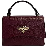 Women's Real Leather Shoulder Bag with Bee Closure 20 x 7 x 14 cm
