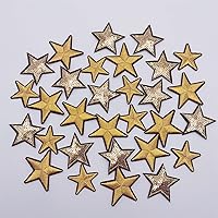 30pcs 3 Sizes Mix Gold Star Iron On Sequin Patches Embroidery Fabric Patch for Sewing Accesories Embroidered Repair Patches Appliques Badge Sticker Embellishments for Dress Hat Jeans DIY Crafts