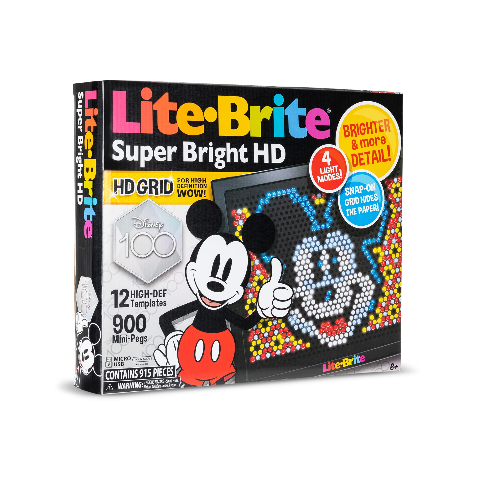 Lite Brite Disney Super Bright High Definition,100 Years of Wonder, Special Edition, Educational Learning Toy, Great Holiday, Christmas, Birthday Gift for Girls and Boys Ages 6,7,8,9,10+