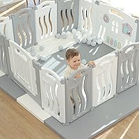 Baby Playpen Kids Activity Centre Safety Play Yard Home Indoor Outdoor New Pen (Multicolour) (White)