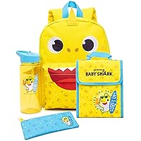 Baby Shark Backpack Set Toddlers Nursery Bag 4 Piece Lunch Box Water Bottle Pencil Case