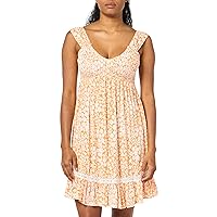 Angie Women's Smocked Bust Thick Strap Lace Inset Short Dress