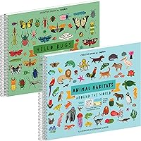 Animal Habitats Sticker + Coloring Book (500+ Stickers & 12 Scenes) + Hello Bugs & Insects Sticker + Coloring Book (500+ Stickers & 12 Scenes) by Cupkin - Side by Side Activity Book Design - Great fo