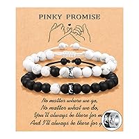 UNGENT THEM Matching Pinky Promise Couple Ring Bracelets for Boyfriend Husband Soulmate Girlfriend Wife Valentine's Day Anniversary Birthday Engagement Christmas Gift