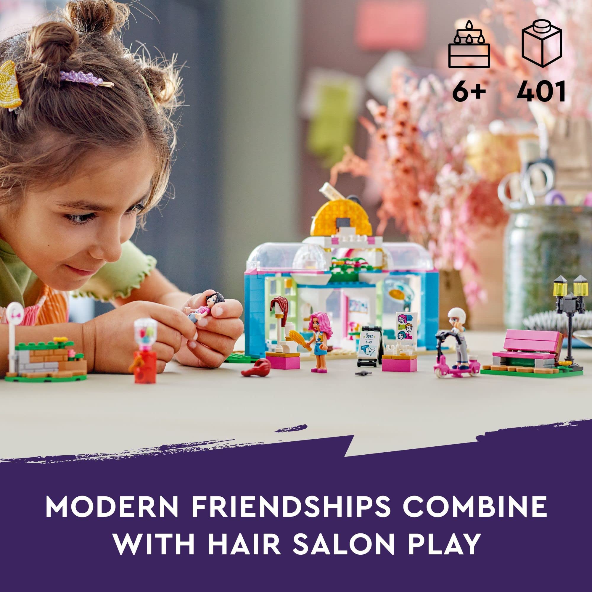 LEGO Friends Toy Hair Salon 41743 Building Toy - Hairdressing Set with Paisley & Olly Mini-Dolls, Creative Pretend Play Spa with Accessories, Fun for Boys, Girls and Kids Ages 6+