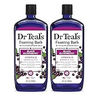 Dr Teal's Foaming Bath with Pure Epsom Salt, Black Elderberry with Vitamin D, 34 fl oz (Pack of 2)