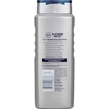 NIVEA Men Platinum Protect 3-in-1 Body Wash 16.9 Fluid Ounce