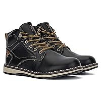 X RAY Footwear Ricky Boy’s Fashion Classic Lace Up Combat Faux Leather High-Top Chukka Boots w/Pull Tab, Round Toe, Block Heel Platform, Thermoplastic Rubber Outsole.
