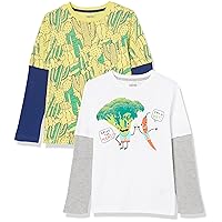 Amazon Essentials Boys and Toddlers' Long-Sleeve 2-in-1 T-Shirts (Previously Spotted Zebra), Pack of 2