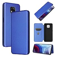 for Motorola Moto G Power 2021 Flip Case,Carbon Fiber PU + TPU Hybrid Case Shockproof Wallet Case Cover with Strap,Kickstand Blue