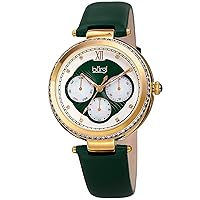Burgi Crystal Baguette Women’s Watch - Mother of Pearl and Crystal Dial - Multifunction Japanese Quartz with Day, Date and 24 Hour Displays - BUR182