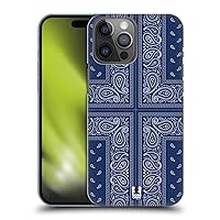 Head Case Designs Cross Blue Classic Paisley Bandana Hard Back Case Compatible with Apple iPhone 14 Pro Max