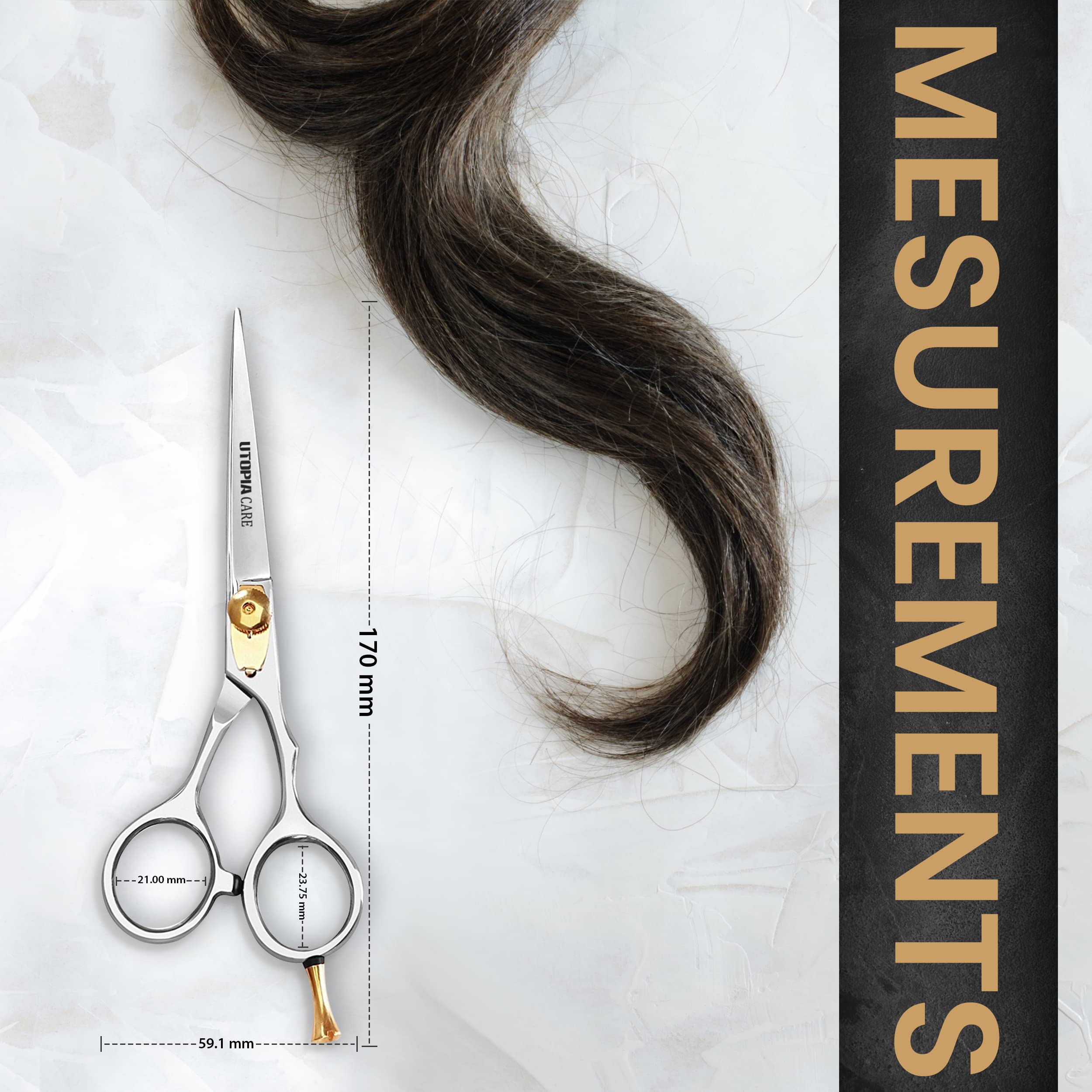 Utopia Care Hairdressing Scissors Hair Scissors 6.5 Inch | Premium Stainless Steel Razor Hair Cutting Scissor with Adjustable Tension Screw and Detachable Finger Rest for Men, Women, Barber (Silver)