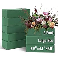 8 Pack Floral Foam Blocks for Fresh and Artificial Flowers, Wet Green Florist Bricks Arrangement Supplies for Crafts Wedding Decoration, 8.9