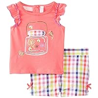 Kids Headquarters Baby Girls' Top with Plaided Shorts