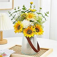 Fake Flowers Artificial Flowers Sunflowers with Vase, Faux Silk Flowers Plants for Home Office Decorations, Kitchen Dining Table Decor, Farmhouse Coffee Table Decor