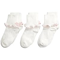 Jefferies Socks Girl's Cluny and Satin Lace Socks 3 Pair Pack