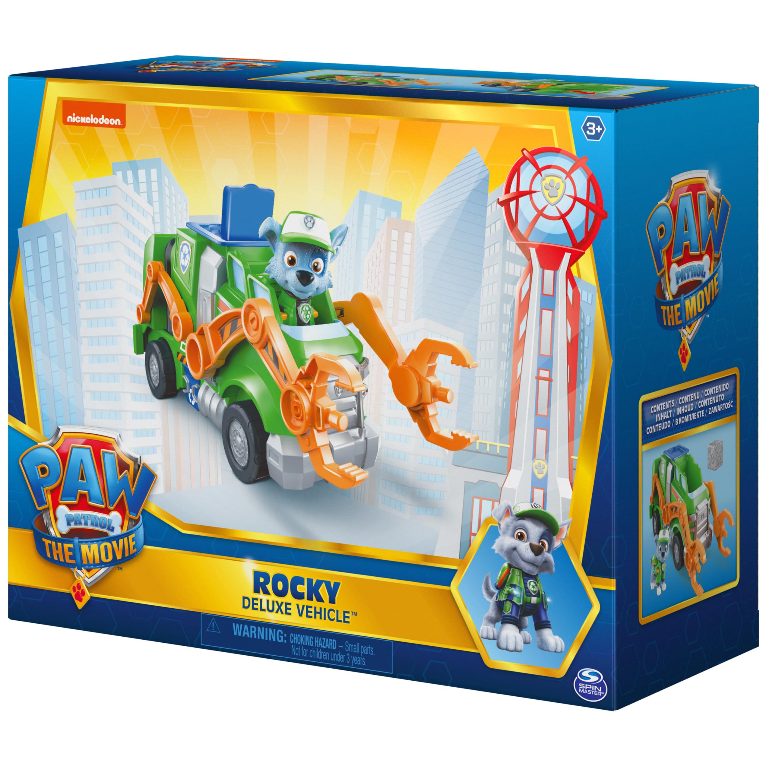 Paw Patrol, Rocky’s Deluxe Movie Transforming Toy Car with Collectible Action Figure, Kids Toys for Ages 3 and up
