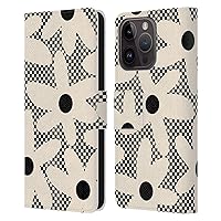 Head Case Designs Officially Licensed Kierkegaard Design Studio Daisy Black Cream Dots Check Retro Abstract Patterns Leather Book Wallet Case Cover Compatible with Apple iPhone 15 Pro